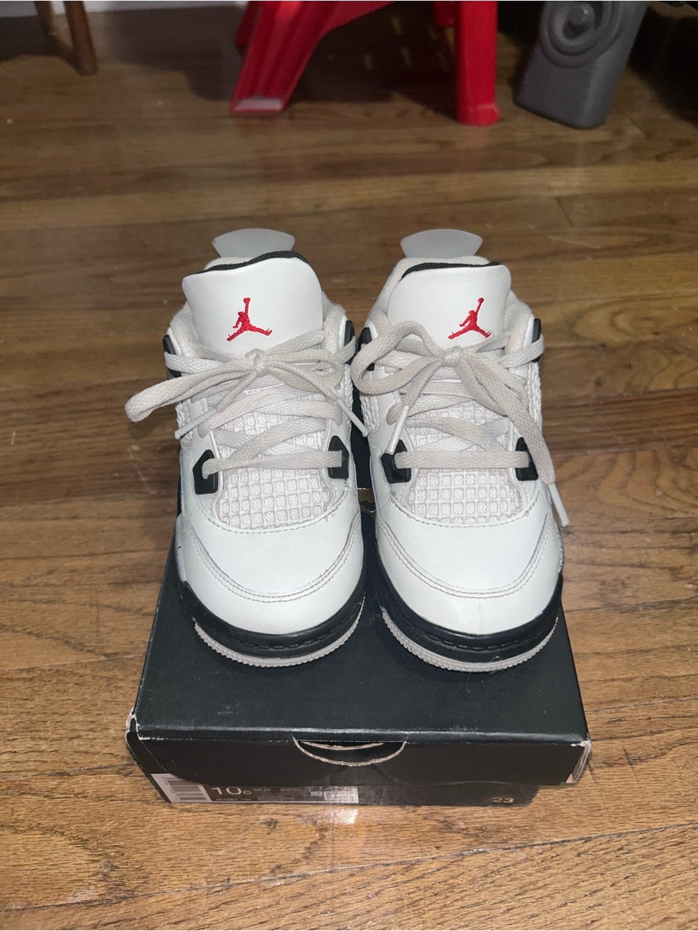 Jordan 4s Kids' White, Black & Red Jumpman Sneakers